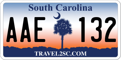 SC license plate AAE132