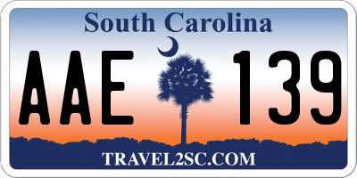 SC license plate AAE139