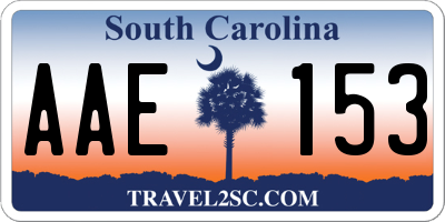 SC license plate AAE153