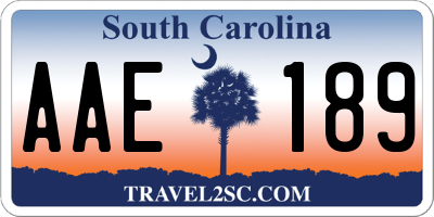 SC license plate AAE189
