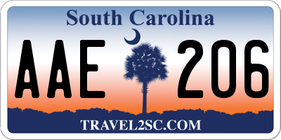 SC license plate AAE206