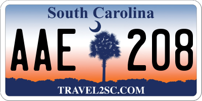 SC license plate AAE208