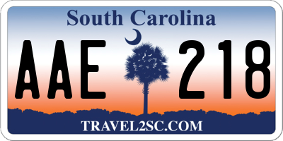 SC license plate AAE218