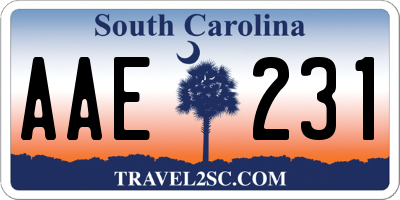 SC license plate AAE231
