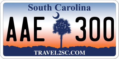 SC license plate AAE300