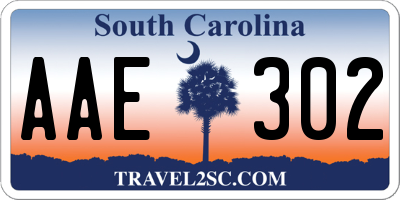 SC license plate AAE302