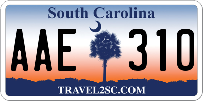 SC license plate AAE310