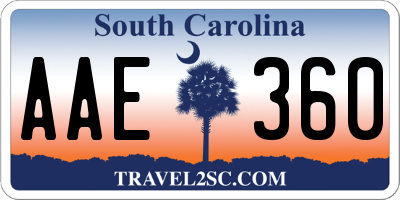 SC license plate AAE360