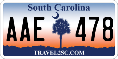 SC license plate AAE478
