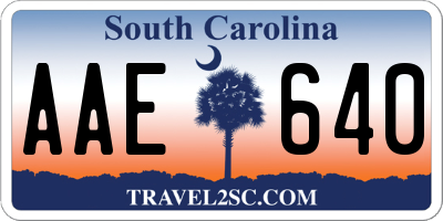 SC license plate AAE640