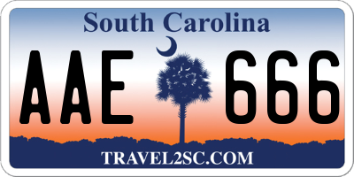 SC license plate AAE666