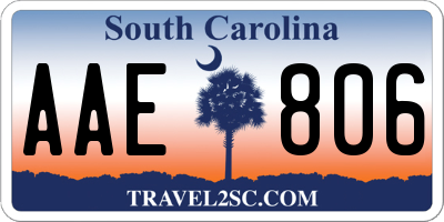 SC license plate AAE806