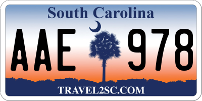 SC license plate AAE978