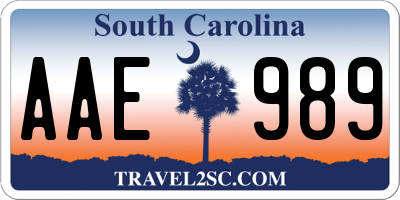 SC license plate AAE989