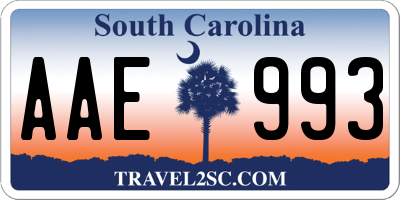 SC license plate AAE993