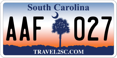 SC license plate AAF027