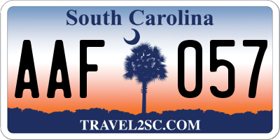 SC license plate AAF057
