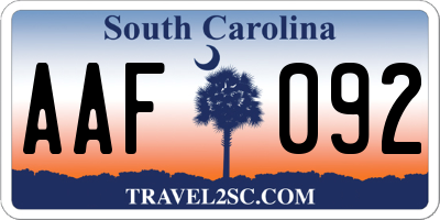 SC license plate AAF092