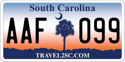 SC license plate AAF099