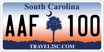 SC license plate AAF100