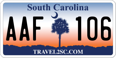SC license plate AAF106