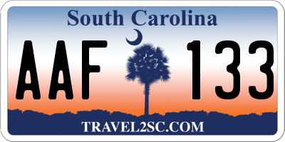 SC license plate AAF133