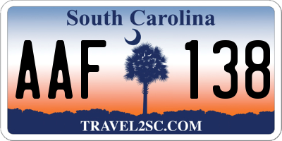 SC license plate AAF138