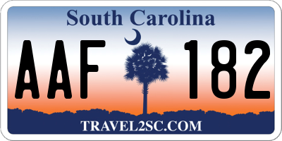 SC license plate AAF182