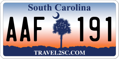 SC license plate AAF191