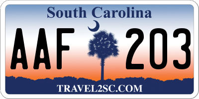 SC license plate AAF203