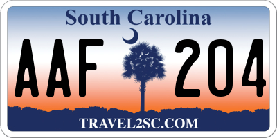 SC license plate AAF204