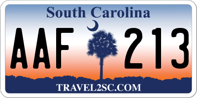 SC license plate AAF213