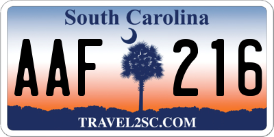 SC license plate AAF216