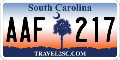 SC license plate AAF217