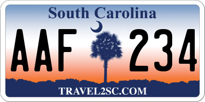 SC license plate AAF234
