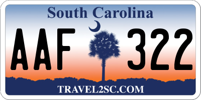 SC license plate AAF322