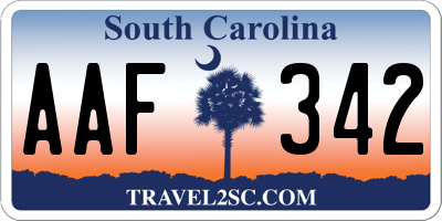 SC license plate AAF342