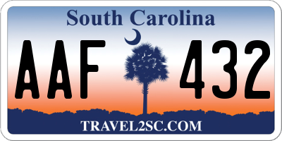 SC license plate AAF432