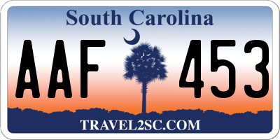 SC license plate AAF453