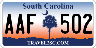 SC license plate AAF502