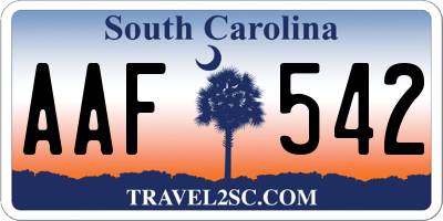 SC license plate AAF542