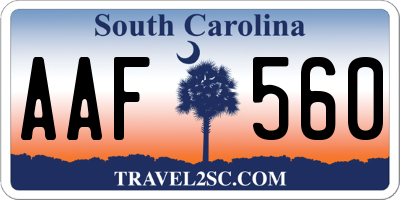 SC license plate AAF560