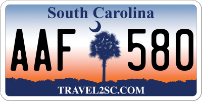 SC license plate AAF580