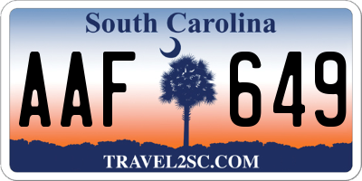 SC license plate AAF649