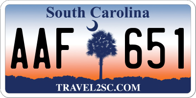 SC license plate AAF651