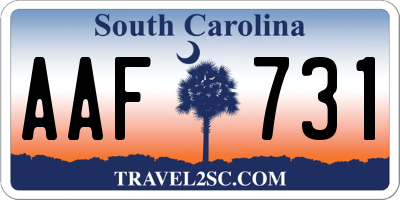 SC license plate AAF731