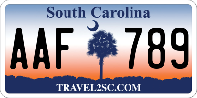 SC license plate AAF789