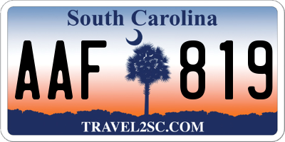 SC license plate AAF819