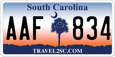 SC license plate AAF834