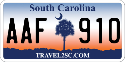 SC license plate AAF910